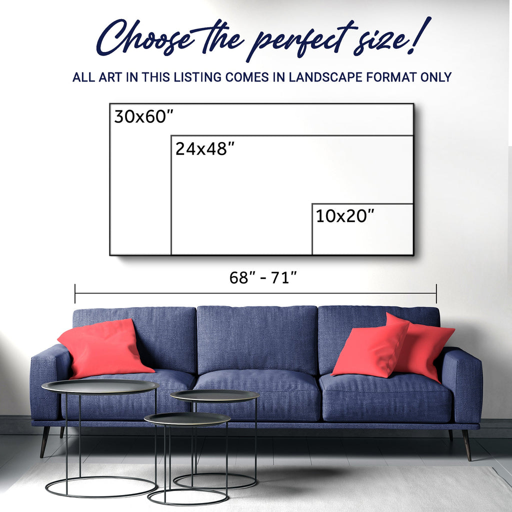 Faith wall sign size guide for landscape format: 30x60, 24x48, 10x20.