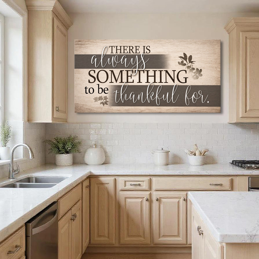 Landscape faith wall sign with beige wood grain background and dark quote typography.