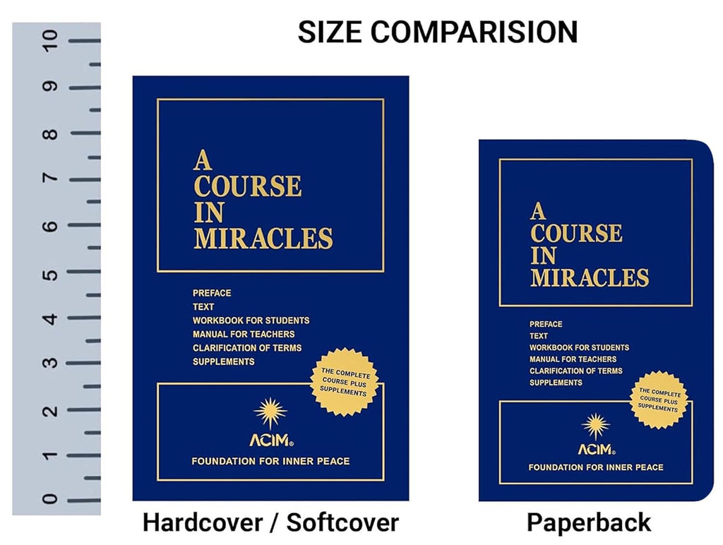 A Course in Miracles combined volume size comparison: hardcover/softcover and paperback