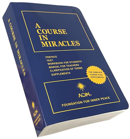 Blue book cover for A Course in Miracles combined volume, ACIM logo