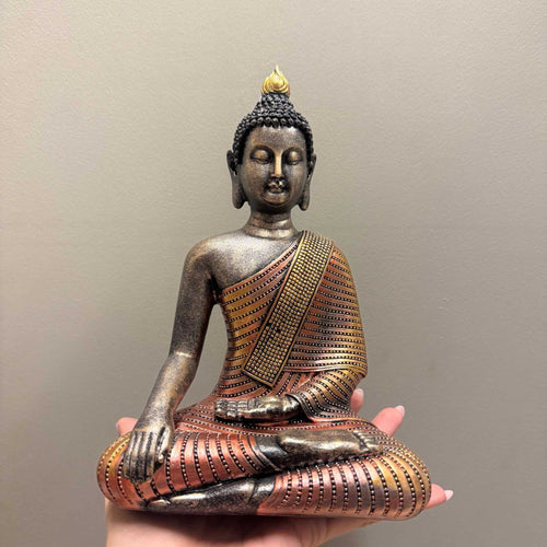 8-inch red Buddha statue in earth-touching mudra