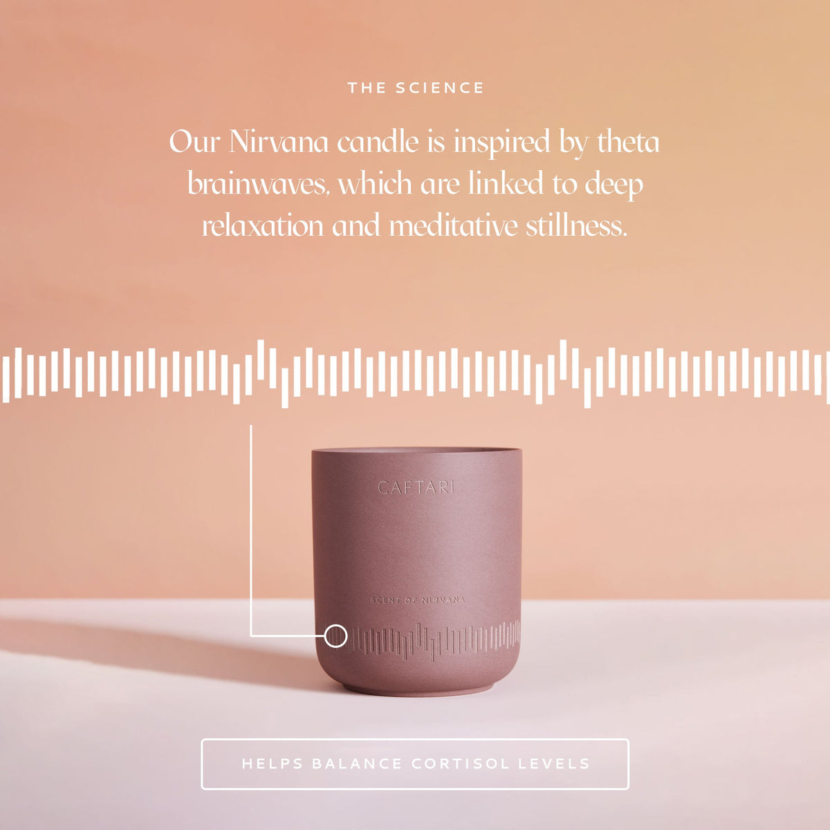 Purple meditation candle in ceramic vessel with CAFTARI logo, unlit