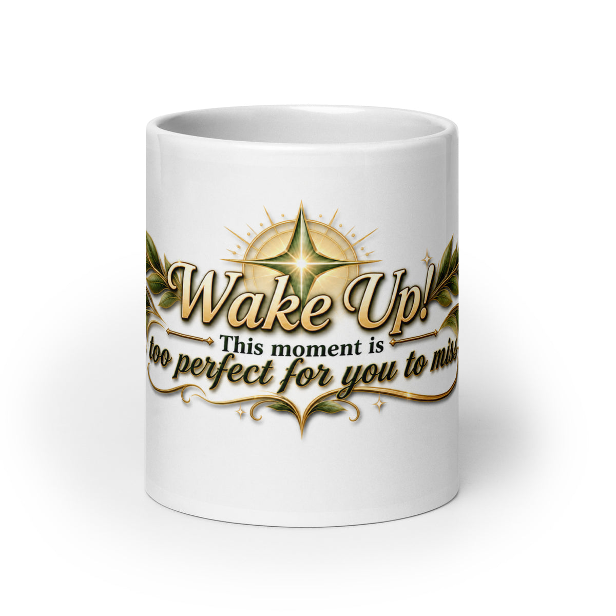 White glossy spiritual coffee mug